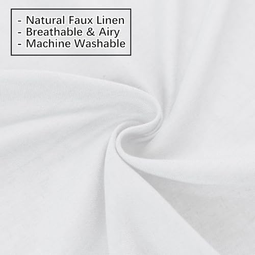 Ftinala White Sheer Curtains 102 Inches Long, Cotton Linen Textured Light Filtering Curtains & Drapes, Sliding Glass Door Window Panels, Modern Farmhouse Pinch Pleat Ceiling Curtain with Hooks by Ftinala - Image 4