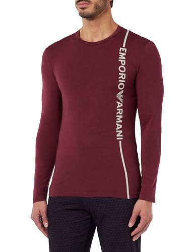 Emporio Armani Men's Side Logo Long Sleeve T-Shirt, Burgundy