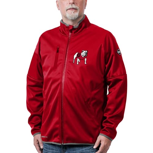 2Bhip NCAA Georgia Bulldogs Adult Mens College Red Mock Neck Softshell Full Zip Coat Jackets For Men