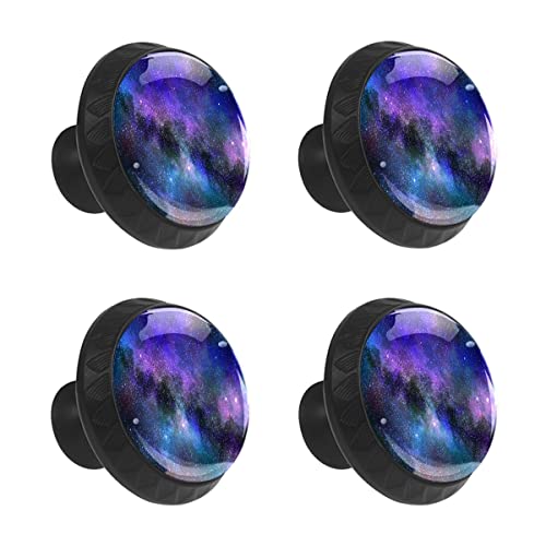 MEHOM 4 Pcs Crystal Glass Cabinet Drawer Knob,Space Galaxy Round Drawer Knobs Kitchen Cabinets Dresser Cupboard Wardrobe Unique Pulls Handles