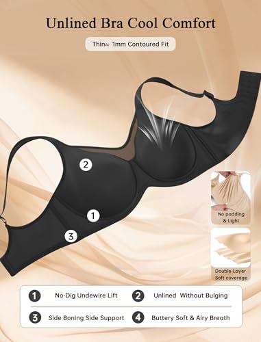 Image of LetsJoli Minimizer Bras for Women Full Coverage Underwire Plus Size Support | Unlined Cup,Cool Lightweight Comfort,T Shirt Everyday Bra,For Older Women and Large Breasts