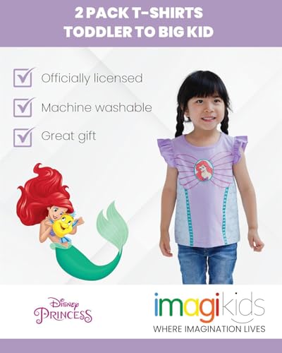 Image of Disney Girls' 2-Pack Short Sleeve T-Shirts Toddler to Big Kid
