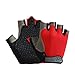 ZLKZZQ Professionnel Gym Fitness Respirant Anti-dérapant Femmes Hommes Demi Doigt été pêche Cyclisme sans Doigts Gants Femme vélo vélo-Red-3-S