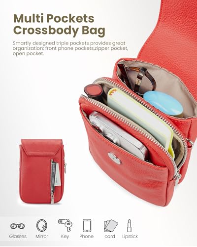 Image of befen Genuine Leather Crossbody Bags for Women, Cell Phone Cross body Purse Bag with RFID Blocking Card Slots