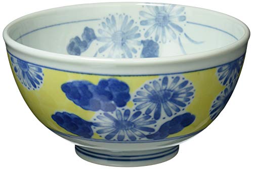 美濃焼 軽量 5.0 丼 黄彩菊花紋 130-1222