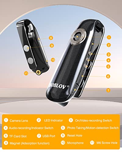BOBLOV Mini Body Camera with Video: 32GB Tiny Body Cams with Back Clip - image 8