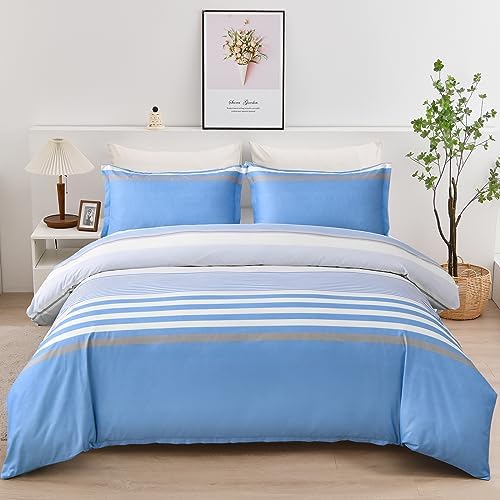 Fondream Green Leaves Duvet Cover Double Botanical Reversible Bedding Set Soft Microfiber Bedding Cover with Pillow Cases (Double,3Pcs)