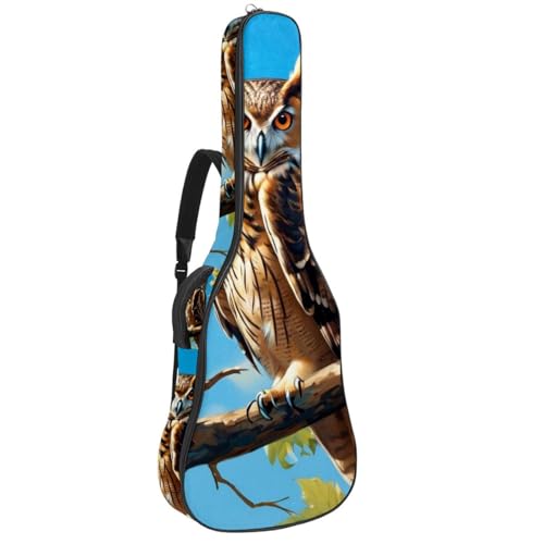 Housse de guitare acoustique 40 pouces imperméable et rembourrée motif chouette