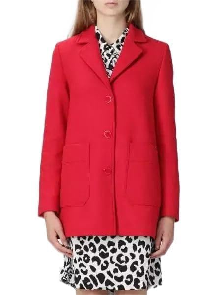Manteau Femme Love Moschino Patch Pockets Noir en Laine Chaleur Chic