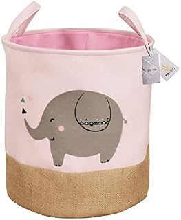 Znvmi Toys Storage Basket Thicken Fabric Laundry Hamper Large Foldable Washing Bin for Home Kids' Room Nursery Decor - Elephant/Pink