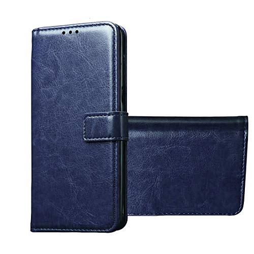 Image of Flip Cover Compatible with Tecno Spark Go (2020) | Premium Leather Finish | Inbuilt Pockets & Stand | Flip Cover Back Case for Tecno Spark Go (2020) (Blue)
