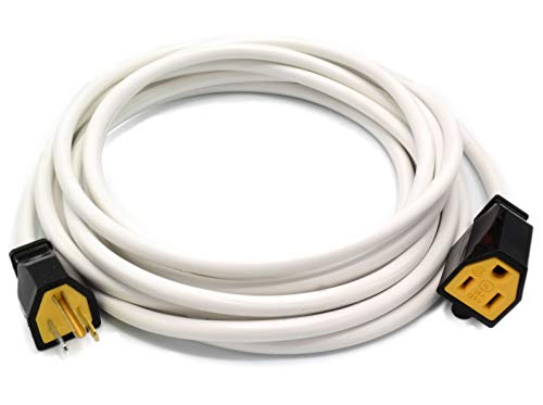HDIUK North american USA Mains extension lead 3 wire with ground NEMA (15 Metre, White)