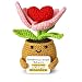 Sportyzen Handmade Crochet Flower Pot Gift Inspirational Decor with You're Awesome Cute Knitted Flower Plush for Mom, Friends, Women Thoughtful Birthday or Appreciation Gift