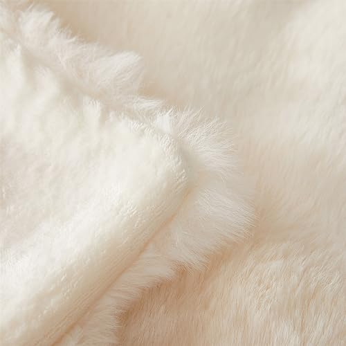 GKXLH Kuscheldecke Flauschig - Weiche Plüsch Kuscheldecke, Fuzzy Kuschelig Flauschige Decke, Dicke 1200GSM Kaninchen Kunstfell Leichte Blanket, Warme Decke für Couch Bett Sofa (100x160cm, Weiß)