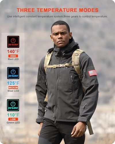 Image of DEWBU Heated Jacket for Men with 12V Battery Pack Winter Outdoor Soft Shell Electric Heating Coat