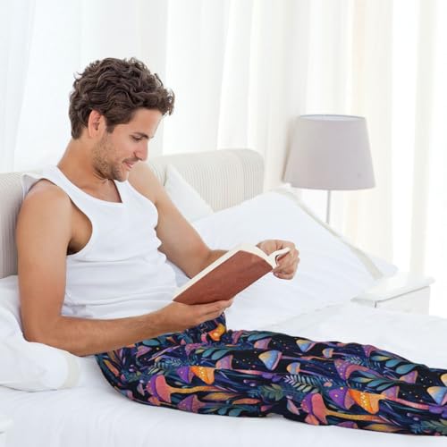 Mens Pajama Pants - Colorful Mushroom Print Soft Sleep Lounge Pants For Men, Casual Pj Bottoms With Pockets 7
