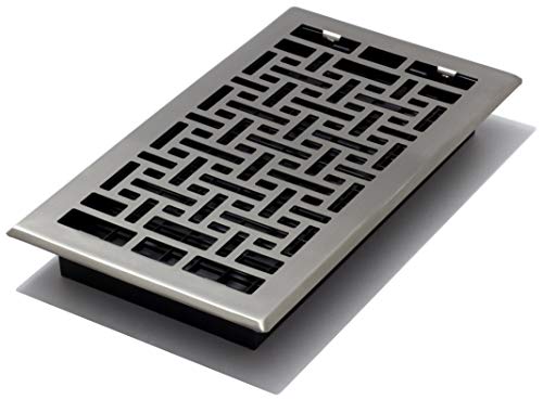 Decor Grates AJH612-NKL Oriental Floor Register, Brushed Nickel Finish, 6 x 12-Inch, 6-Inch by 12-Inch