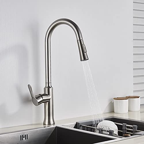 Robinet de cuisine noir et nickel brossé mitigeur eau chaude et froide pivotant pour évier m