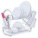 2-Tier Chrome Plated Dish Drying Rack 20"L x 10.5"W x 15.5"H with Plastic Drain Tray and Removable Utensil Holder