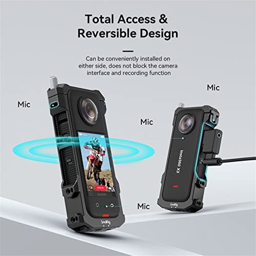 Image of SmallRig Aluminum Frame Cage for Insta360 X3, Protective Case for Insta 360 X3, with 1 /4 inch Threads, Cold Shoe Mount, Folding Fingers, Silicone Lens Cap - 4088B