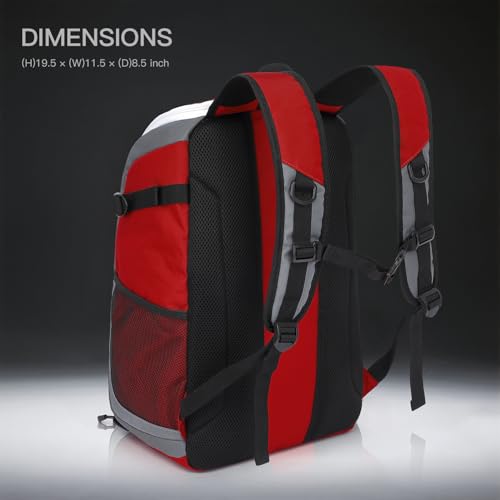 Medium Travel Backpack 30L Water-Resistant Laptop backpack with Shoe Compartment Wet Pocket Chest Straps 15.6 inch Laptop Sleeve for College Daypack Hiking Sport Gym Backpack, Red 7