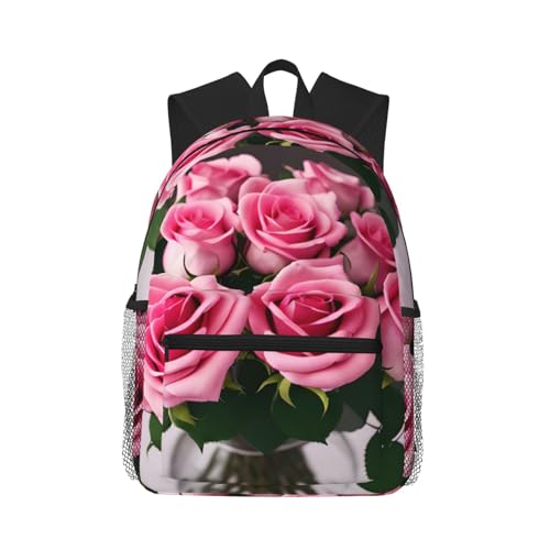 Sac à dos léger pour l'université pour homme et femme noir et rose