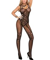 Bunny Bae Womens Fishnet Bodystocking Plus Size Crotchless Bodysuit Sexy Tights Soft Nightwear Lingerie