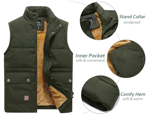 TACVASEN Men's Outdoor Vests Full Zip Up Warm Fleece Lining Sleeveless Outwear4