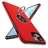 CQTMYWL 対応 iphone14 用の ケース リング 耐衝撃 カバー 薄型 tpu 衝撃吸収 指紋防止TPU+PC材質 車載ホルダー対応 滑り止め 落下防止 リング付き スタンド機能 傷つけ防止 全面保護 一体型 カバー 赤 Q8003-ip14-02