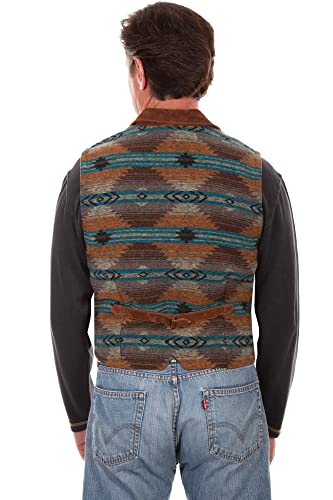 Scully Men's Leatherwear Southwestern Knit Back Suede Vest - 1045-81-Cin2
