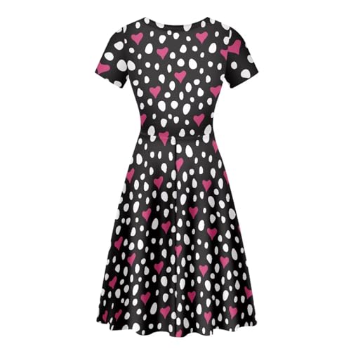 Image of HUGS IDEA Womens Puffy Swing Midi Dress Round Neck Short Sleeve Party A-Line Dresses
