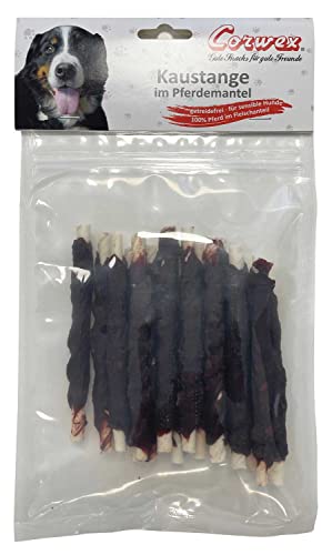 Corwex Kaustange (200g, Pferd) mit Fleisch ummantelt, Getreidefreie, Premium Kausnack für Sensible Hunde