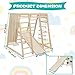 EDOSTORY 7 in 1 Pikler Indoor Playground Jungle Gym Playset, Wooden Montessori Climber with Slide, Rock Climb Wall, Monkey Bars, Rope Ladder, Climbing Rope and Swing for Kids（Natural）