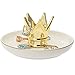 MyGift Ceramic Golden Crown Ring Holder & Jewelry Dish