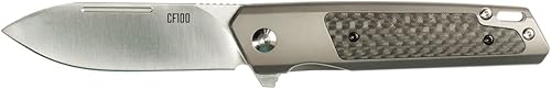 Ontario Knife Company CF100 - Cerradura plegable para navaja de bolsillo con asas de acero inoxidable, incrustaciones de fibra de carbono y hoja de
