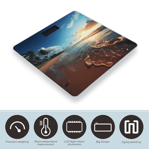 Báscula de baño digital Beach Sunset con pantalla LCD miniatura 3