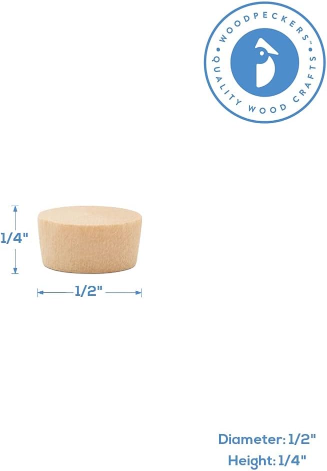 Wood Plugs for Furniture, 1/2 inch Maple Flat-Head Plug, Wooden Screw-Hole Plug Covers Pack of 500 by Woodpeckers