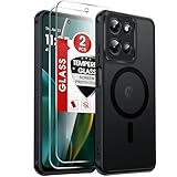 LeYi for Motorola Moto-G-2025 Case: Moto G 2025 Phone Case [Magnet Fit] with [2 Packs] Screen Protector, Raised Camera Guard Slim Matte Translucent Smooth Soft-Touch Funda para G5G 2025, Black