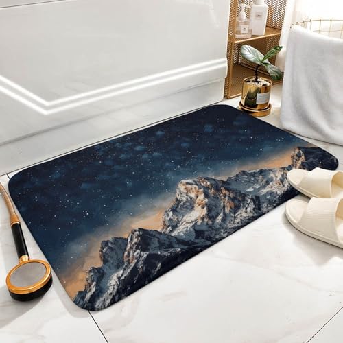 Starry Night The Mountains�o�X�}�b�g���O - �X�[�p�[�\�t�g�z���o�X���[�����O ����~�� ���� ����\ �o�X���[���t���A�}�b�g �V�����[�^�u�A�R�[�����x���x�b�g�L�b�`��&���փ��O�p 39.9cmx59.9cm