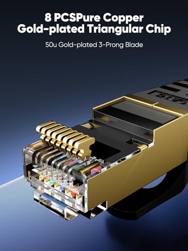 VOIETOLT Cat 8 Ethernet Cable 15M, High-Speed 40Gbps/2000Mhz Flat Braided Internet Cable, Gigabit STP RJ45 Network Cable Compatible for PS4/5, for Modem, PC/Laptop - Image 5