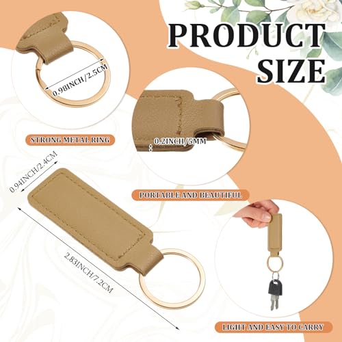 Image of Leather Key Fob Kit with Metal Rings, PU Leather Keychains Blank for Laser Engraving, DIY Craft Tools