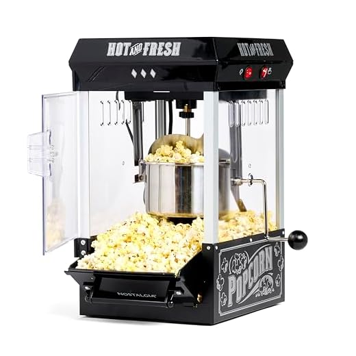 Nostalgia Vintage Table-Top Popcorn Maker, 10 Cups, Hot Air Popcorn Machine with Measuring Cap, Oil Free, Black