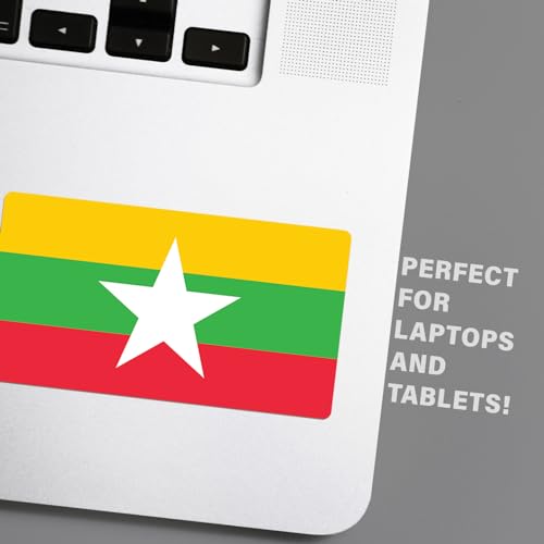 Image of World Country Flag Decal Stickers - Two Pack - for Cars Windows Bumpers Laptops Tablets Tumblers Cups Walls (Myanmar)