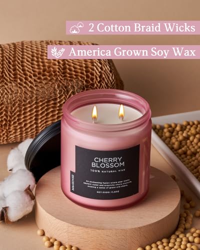 M&Sense MSS601 CHERRYBLOSSOM M Cherry Blossom Scented Spring Candle, 70 Hours Long Lasting Soy Candles 11.6Oz, Stress Relief Aromatherapy Candles, Romantic Candle Gifts thumb #2