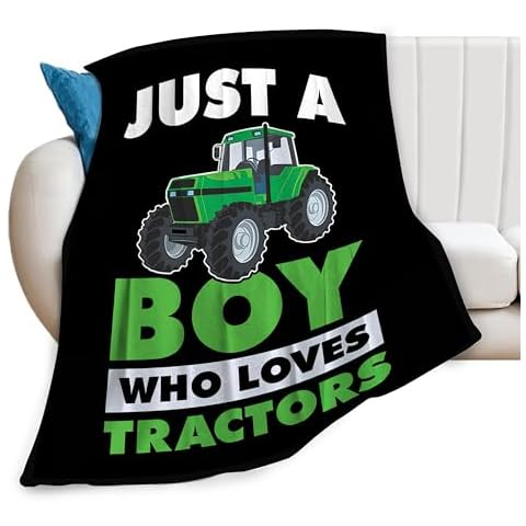Just A Boy Who Love Tractors Blanket Green Tractor Decor Throw Blanket Gifts for Girls Boys Super Warm Soft Plush Lightweight Fleece Flannel Blanket Couch Bedding Blanket for Baby Kids Women 60"x80" Cover