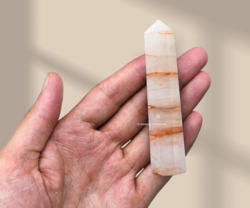 Image of Amazing Gemstone Red Hematoid Quartz Crystal Towers - Natural Healing Crystal Point Obelisk for Reiki Healing and Crystal Grid (3 inch to 4 inch INCH)