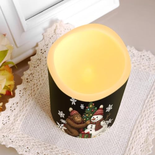 Image of Bigfoot Christmas LED Flameless Candles with Remote Control | Xmas Flameless Candle Set with Timer, Battery Operated Fake Candles for Kitchen Room Home Decor, 4 Pack
