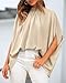 BTFBM Womens Summer Tops 2025 Fall Mock Neck Batwing Sleeve Shirts Loose High Low Hem Oversized Dressy Casual Blouses(Beige, Medium)