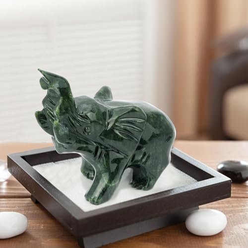 Estatua de Elefante de Jade Verde miniatura 3