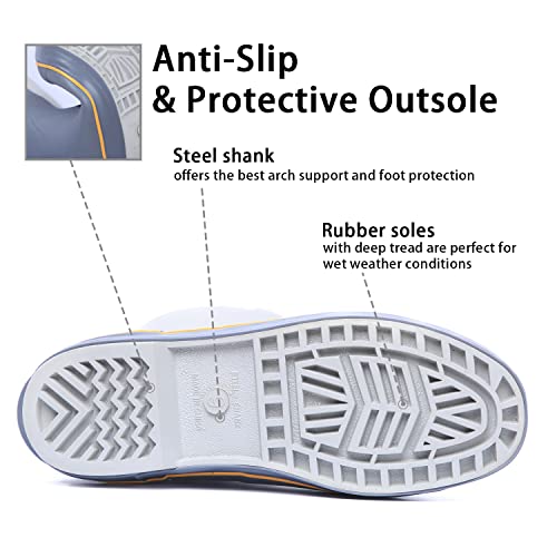 Gieeshield Rubber Boots For Men And Women All-Season, Waterproof Rain Boots With Steel Shank, 6Mm Neoprene Durable Rubber Outdoor Muck Mud Boots.（Gray） #TOP3